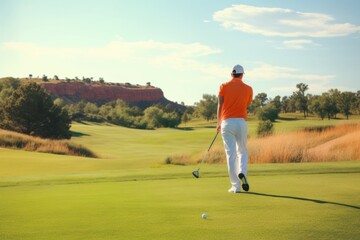man in cap playing golf