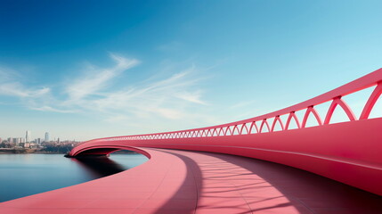 minimalistic architectural backdrop capturing the essence of simplicity through the uncluttered lines and forms of a modern bridge against the sky.