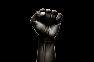 Powerful Statement: Close-Up of Clenched Male Fist on Black Background. Generative ai
