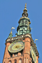 Figure of King Sigismund August II on the top of the town hall tower in Gdańsk.