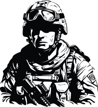 Marine Soldier Logo Monochrome Design Style