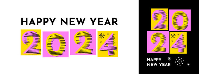 Colorful and unique design 2024 new year. Trendy and line vector design with premium colorful numbers designs.