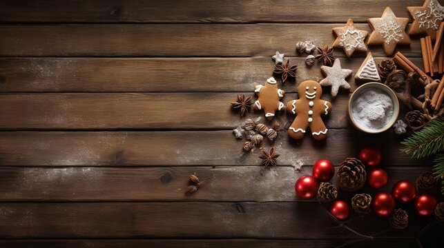 christmas decoration on wooden background