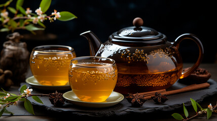 cup of tea with jasmine flowers
