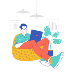 Working on laptop from home illustration