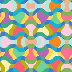 Vector vintage seamless abstract psychedelic pattern. Vector pattern for holidays in retro groovy style.
