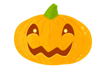 Vector illustration of a spooky cute pumpkin for Halloween. Happy Halloween.