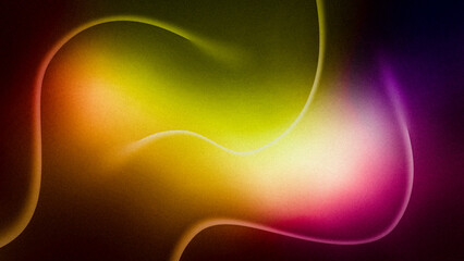 Dark abstract wavy red yellow orange pink purple grainy gradient background texture. Wallpaper with a noisy soft pattern. Nostalgia, vintage style of the 70s, 80s. Blurred lo-fi background