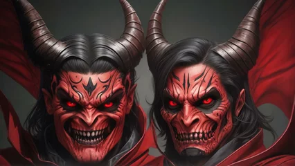 Fotobehang red devil mask © Garnik