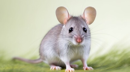 Grey mouse animal isolated white background. AI generated image