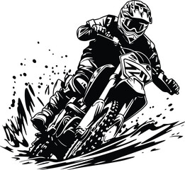 Motorcross Logo Monochrome Design Style