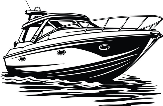 Motor Boat Style Logo Monochrome Design Style