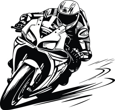 Motorcycle Racing Logo Monochrome Design Style