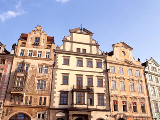 Fototapeta na wymiar Row of buildings with colorful facades in Prague Old Town