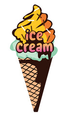  Funny Ice cream season slogans. Best vector Illustration for summer fashion, beach party. Great design for t-shirt, banner, postcard, print or poster.