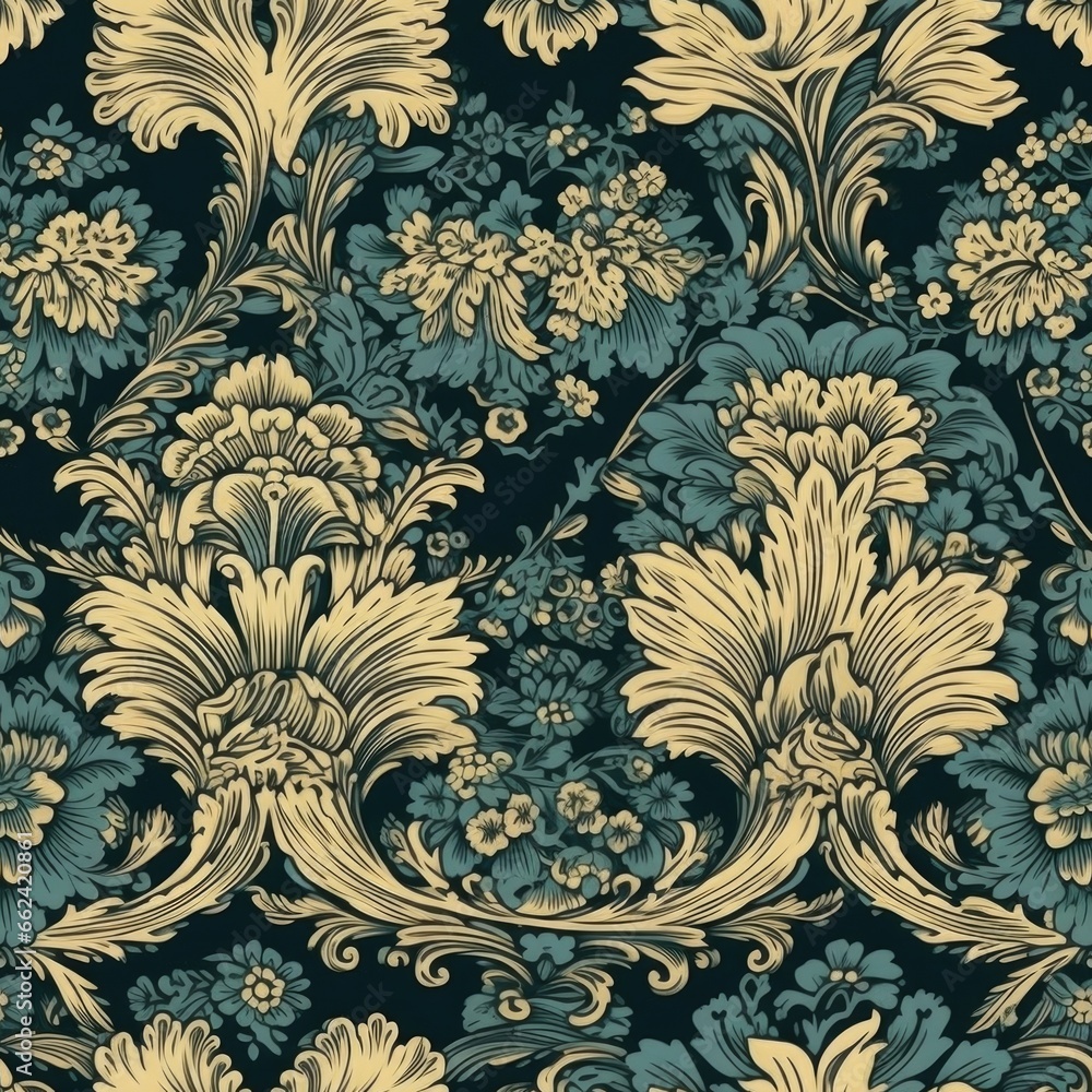 Poster seamless loop texture in the form of vintage wallpaper. ai generative.