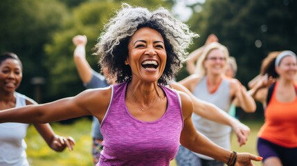 Elderly women doing exercise in the nursing home, senior movement and recreation, never too old for working out. 