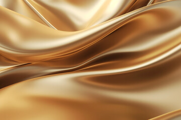 Fototapeta premium Abstract modern floating blank golden fabric wave background with copy space. Generative AI