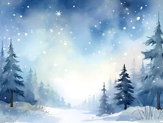 Crédence de cuisine en verre imprimé Peinture d aquarelle gratte-ciel The watercolor illustrated snowscape in winter, ai generative