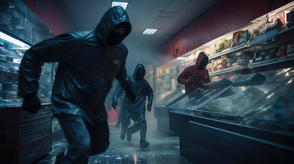 Under Constant Vigilance: Retail Robbery Awareness, generative ai - obrazy, fototapety, plakaty