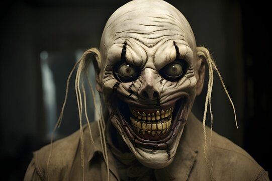 AI generates illustration of a scary clown from horror