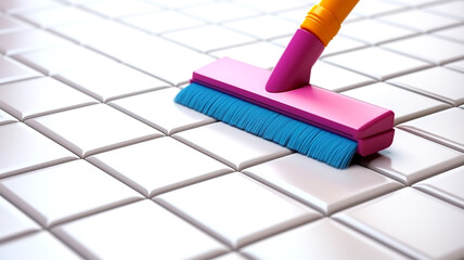 Enhance your marketing with this close-up image of a household squeegee, perfect for showcasing its effectiveness in window cleaning. - obrazy, fototapety, plakaty