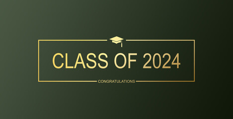 Hand drawn text illustration for class of 2024 graduation, class of 2024 badge.