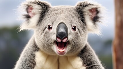 Funny little koala animal isolated nature background. AI generated image