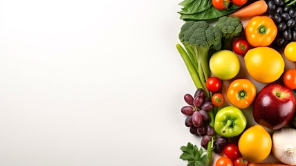 Highlight the freshness of colorful fruits and vegetables in this close-up image, perfect for marketing fresh produce. Enhance your marketing campaigns with these vibrant visuals.