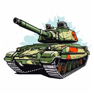 Illustration of an army tank, ia generated