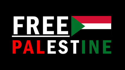 Free Palestine flag banner on black background country name banner strip, creative typography background