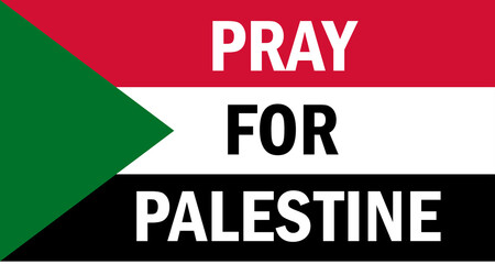 Pray  For  Palestine flag banner background country name banner strip, creative typography background