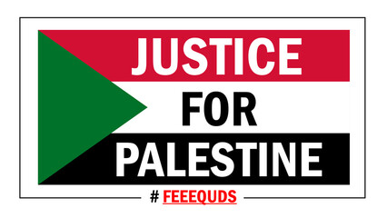 Justice for Palestine flag banner vector illustration background country name banner strip, creative typography background