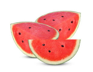 Slices of watermelon isolated on transparent background. PNG