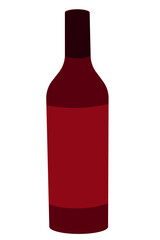 Red wine bottle isolated on white background. Vector flat illustration. 