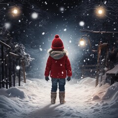 Child outdoors in winter