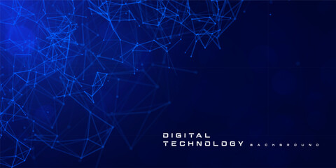Digital technology speed network connect blue background, cyber nano information, abstract communication, innovation future tech data, internet connection, Ai big data, lines dots illustration vector