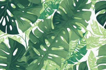Monstera Magic, Green Leaf Seamless Patterns for Paradise