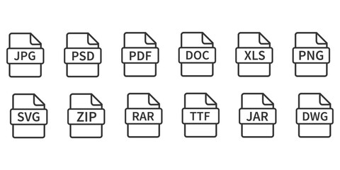 File format set icon. Document format set vector ilustration.