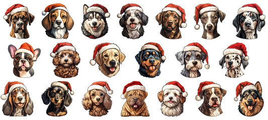 Christmas Dogs Stickers, Cute Dogs in Santa Hat, Cute Dog Sticker