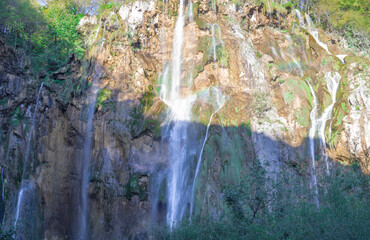 Beautiful view of Plitvice Lakes and waterfalls in National Park, Croatia