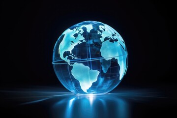 Fototapeta na wymiar Transparent Holographic Earth Globe Concept Isolated On Clear Background