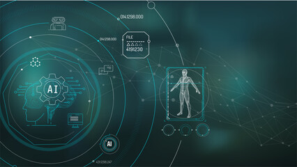Virtual infographics with artificial intelligence and 3D human model.