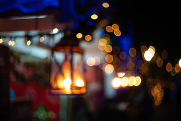 Fototapeta na wymiar Christmas festive lantern on a fair at night