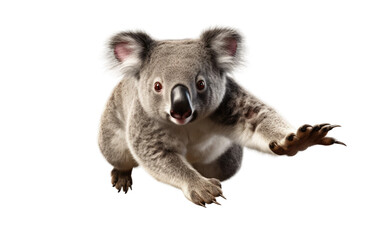 Koala Running From Hunter on a Clear Surface or PNG Transparent Background.