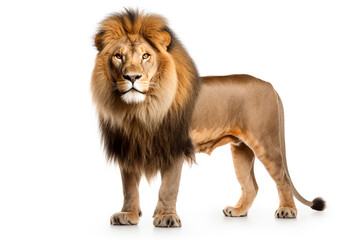 Wildlife and animal concept. Lion isolated on white background. Generative AI