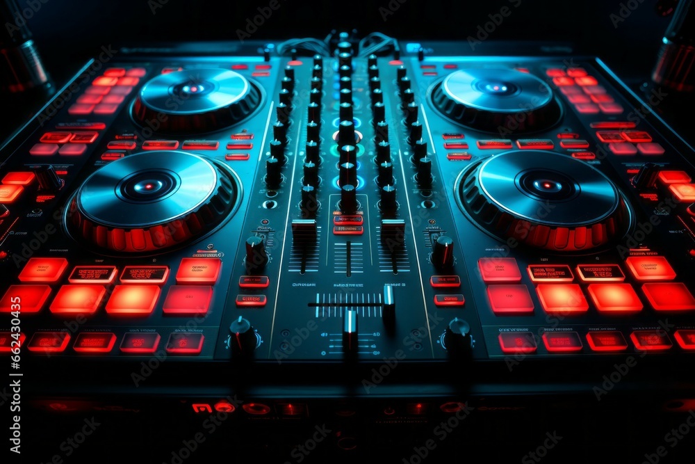Poster equipment in a recording studio. background with selective focus and copy space