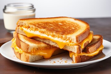 Appetizing Grilled Cheese. Traditional American cuisine. Popular authentic dishes. Background with selective focus