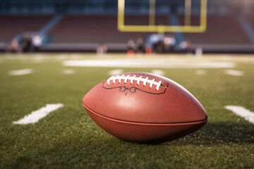 American football ball. Background with selective focus and copy space