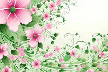 Pink and green floral background. Generative AI